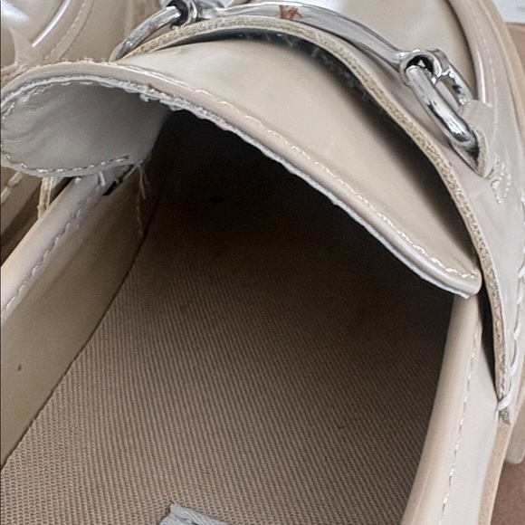 Steve Madden Cream Patent Loafers with Silver Bit - Picture 9 of 11